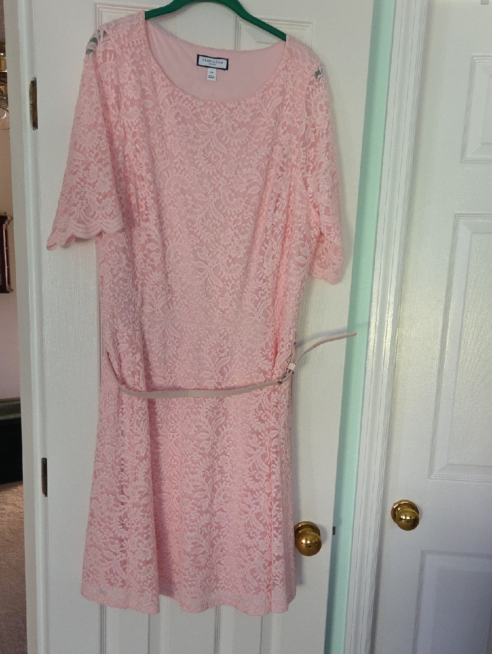 Charter Club Pink Lace Fit & Flare Mini Dress
